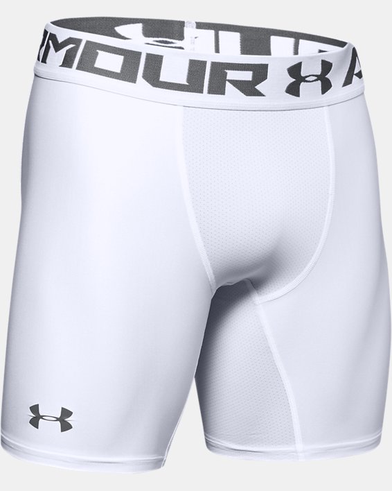 Men's HeatGear® Armour Mid Compression Shorts, White, pdpMainDesktop image number 4
